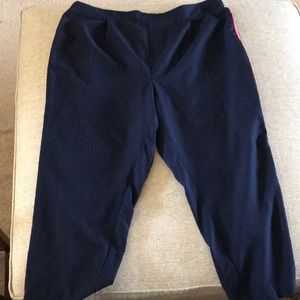 Attention Navy Blue Capris with Red, White &Blue Tuxedo Stripe